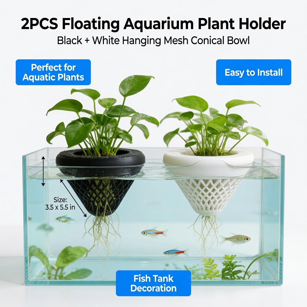 2PCS 플로팅 수족관 식물 홀더, 물고기 탱크용 걸이 - Aquarium Fish Cartoon 리뷰 및 가격