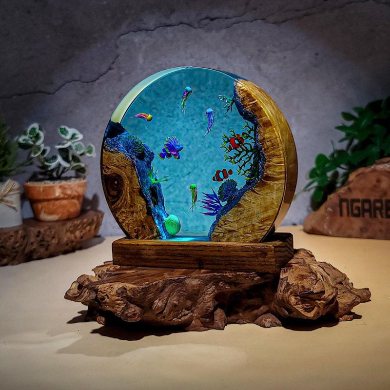 해양 수족관 생물 레진 테이블 램프 창의적인 예술 장식 - Aquarium Fish Usa 리뷰 및 가격
