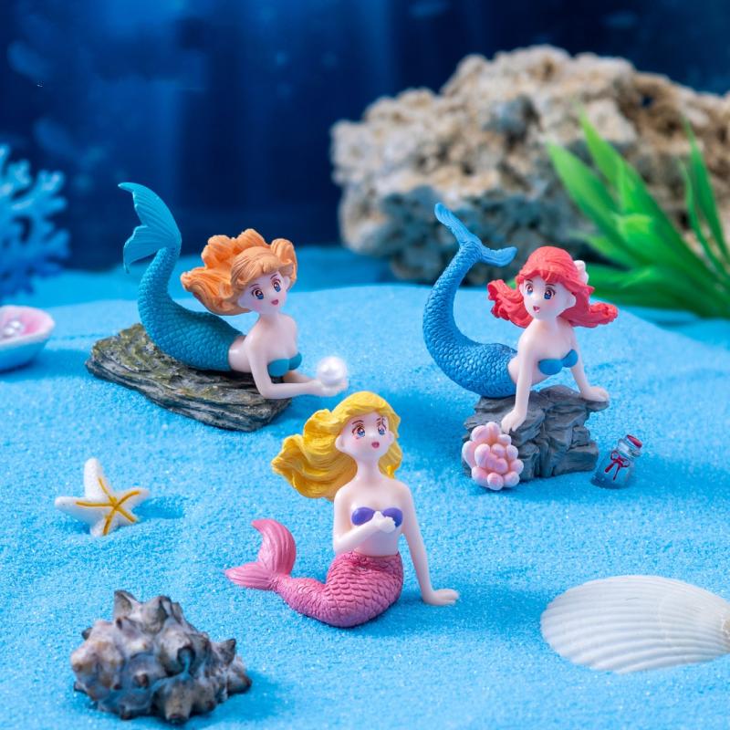 4Pcs 플라스틱 물고기 탱크 작은 인어 장식품 미니어 - Aquarium Fish Cartoon 리뷰 및 가격